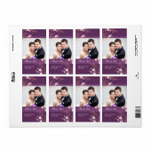 Plum Coral Floral Photo Mariages Étiquettes (Feuille entière)