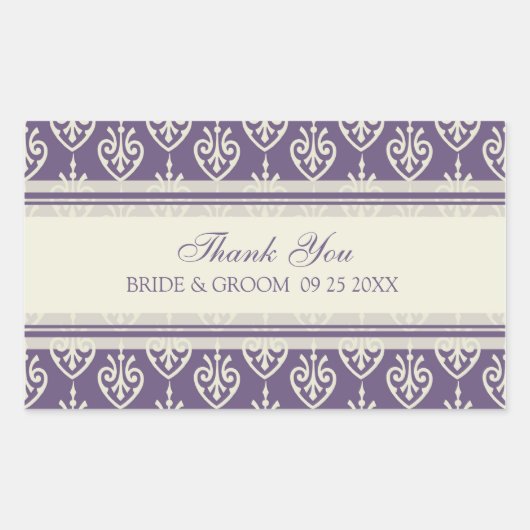 Plum Cream Floral Dank u bruiloft gunst Labels (Voorkant)