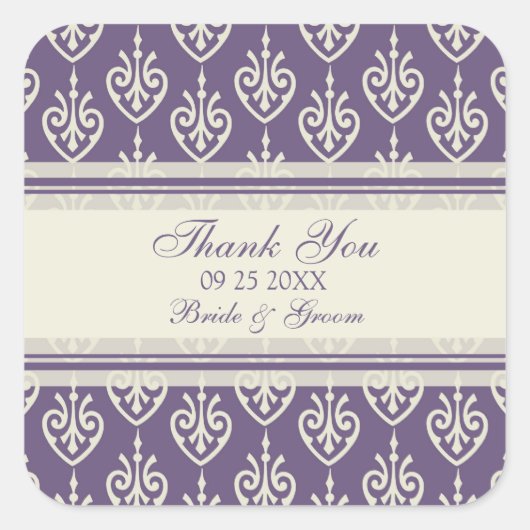 Plum Cream Floral Dank u bruiloft gunst Labels (Voorkant)
