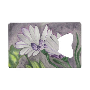 Plum daisy bloemen kredietkaart flessenopener