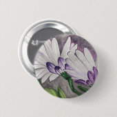 Plum daisy bloemen ronde button 5,7 cm (Voorkant /achterkant)