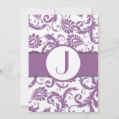 Plum Damas Orange Monogramme Faire-part de mariage (Dos)