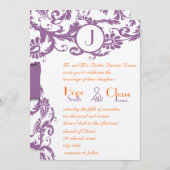 Plum Damas Orange Monogramme Faire-part de mariage (Devant / Derrière)