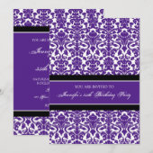 Plum Damask 35th Birthday Party Invitations Kaart (Voorkant / Achterkant)