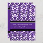 Plum Damask 5e anniversaire Invitation de la fête (Devant / Derrière)