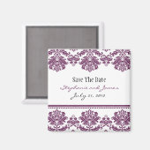 Plum Damask Bewaar de datum Magneet (Voorkant / Achterkant)