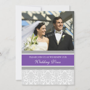 Plum Damask Foto Wedding Vow Renewal Uitnodigingen