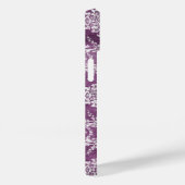 Plum  Damask Pattern en Name Case-Mate iPhone Case (Achterkant / Rechts)