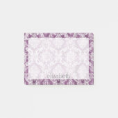 Plum  Damask Pattern en Name Post-it® Notes (Voorkant)