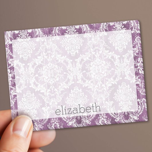 Plum  Damask Pattern en Name Post-it® Notes