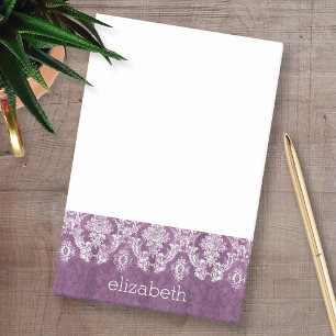 Plum Damask Pattern en Name Post-it® Notes