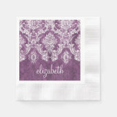 Plum  Damask Pattern en Name Servet (Voorkant)