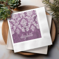 Plum Damask Pattern en Name