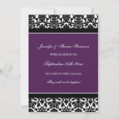 Plum Damask Photo Elopement Cartes Faire-part (Dos)