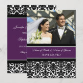 Plum Damask Photo Elopement Cartes Faire-part (Devant / Derrière)