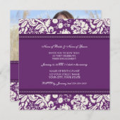 Plum Damask Photo Engagement Party Kaart (Voorkant / Achterkant)