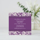 Plum Damask Photo Engagement Party Kaart (Staand voorkant)