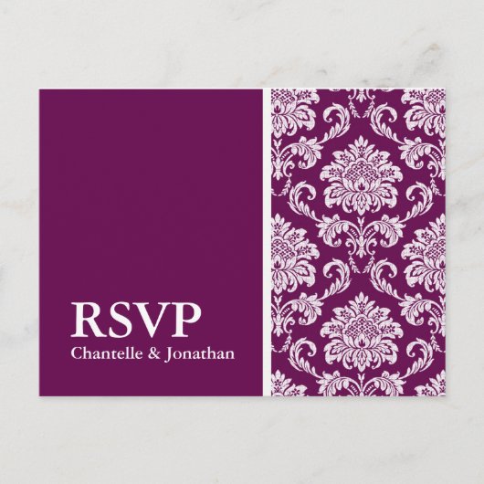 Plum Damask RSVP Briefkaart (Voorkant)