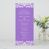 Plum Damask Swirls Wedding Invitation Kaart (Staand voorkant)