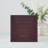 Plum Damask Wedding Invitation Kaart (Staand voorkant)