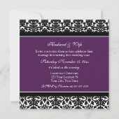 Plum Damask Wedding Vow Renewal Uitnodigingen (Achterkant)
