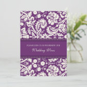 Plum Damask Wedding Vow Renewal Uitnodigingen (Staand voorkant)