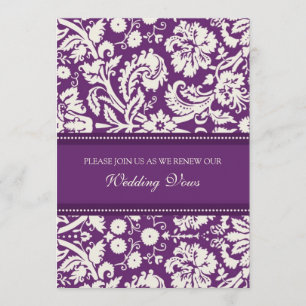 Plum Damask Wedding Vow Renewal Uitnodigingen