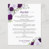 Plum & Dusty Paarse Rozen Budget Weddenschap Menu (Voorkant)