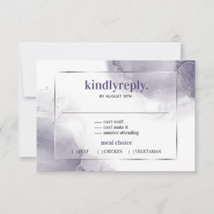 Plum Dusty Purple Silver Minimaliste RSVP