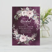 Plum & dusty roze boho floral vrijgezellenfeest kaart (Staand voorkant)