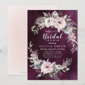Plum & dusty roze boho floral vrijgezellenfeest kaart (Voorkant / Achterkant)