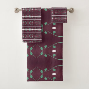 Plum élégant et Rouge Designer Print Floral