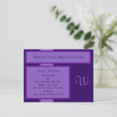 Plum Elegant Monogram Douche Uitnodiging Briefkaart (Staand voorkant)