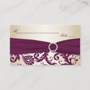 Plum en Champagne Damask Plaatskaarten Plaatskaartje
