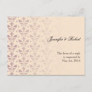 Plum en Champagne Damask RSVP Briefkaart