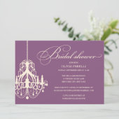 PLUM- EN CREAMCHANDELIER | VRIJGEZELLENFEEST INVIT KAART (Staand voorkant)