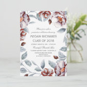 Plum en Maroon Floral Waterverf Boho Afstuderen Kaart (Staand voorkant)