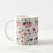 Plum en Mauve Roos hedendaagse Floral Coffee Mok (Links)