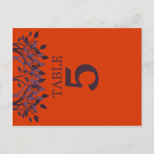 Plum en Oranje Leaves Table Number Kaarten 5