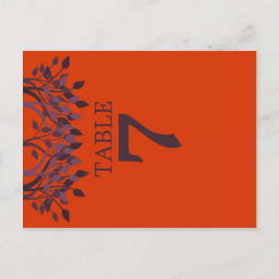 Plum en Oranje Leaves Table Number Kaarten 7
