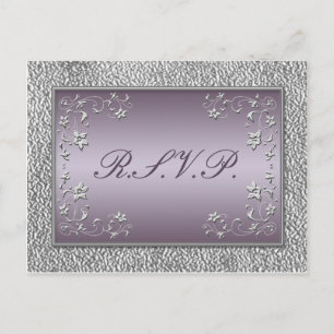 Plum en Pewter Floral RSVP-Briefkaart Uitnodiging Briefkaart