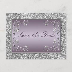 Plum en Pewter Floral Save the Date Briefkaart