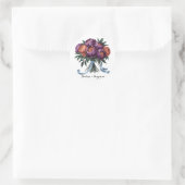 Plum en Sinaasappel Waterverf Peony Bouquet bruilo Ronde Sticker (Tas)