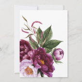 Plum en Violet Floral Wedding Verminderde gastenli Aankondiging (Achterkant)