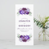 Plum en Violet Paarse Bloemen Trouwprogramma's Programma (Staand voorkant)
