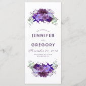 Plum en Violet Paarse Bloemen Trouwprogramma's Programma (Voorkant)