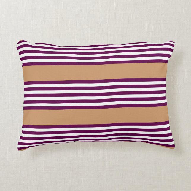Plum en white vijf strepen patroon met tint accent kussen (Voorkant)