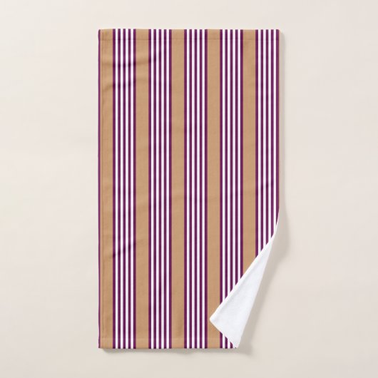 Plum en white vijf strepen patroon met tint bad handdoek (Handdoek)
