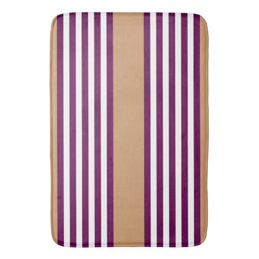 Plum en white vijf strepen patroon met tint badmat (Voorkant Verticaal)