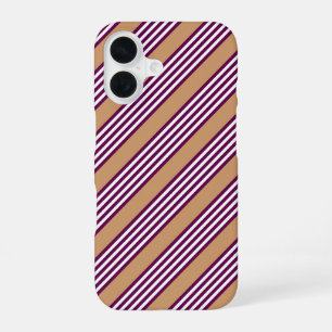 Plum en white vijf strepen patroon met tint iPhone 16 hoesje